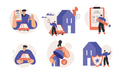 Illustration showcasing modern home services and solutions for various needs and industries