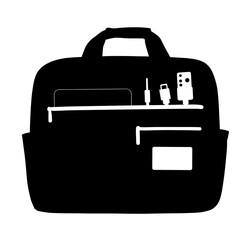 Fototapeta premium Silhouette of laptop bag with cable pouches and ID window – Tech organization, travel readiness
