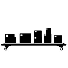 Obraz premium Silhouette of parcel conveyor belt with varying box sizes – Packaging fulfillment process