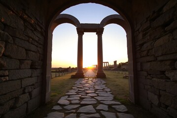 Archway at Sunset Stone Path 