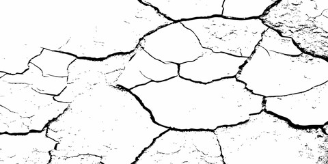 Black and white texture of cracked and abstract grunge texture effect old concrete faded wall dry surface patterns background.
