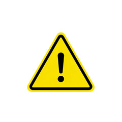 Bright Yellow Warning Triangle:  Caution Sign, Exclamation Mark Isolated on Transparent Background