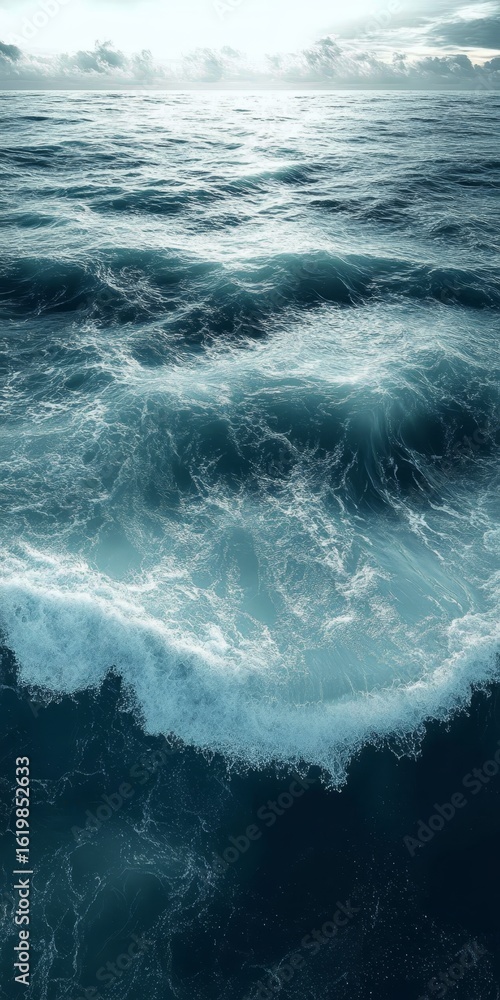 Poster serene turquoise ocean waves captivating azure textures with gentle reflections and light patterns