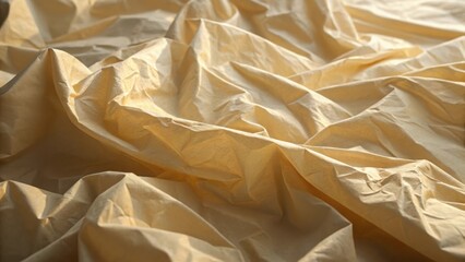 Beige fabric with many folds and wrinkles