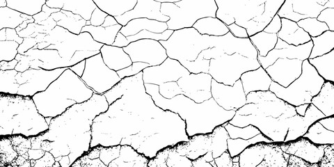 Black and white texture of cracked and abstract grunge texture effect old concrete faded wall dry surface patterns background.
