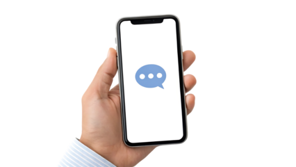 modern collage hand holding smartphone concept of recording and sending voice message communication interaction social media chat isolated on white background