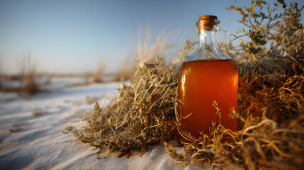 Amber Elixir in Desert Oasis: A Mystical Potion
