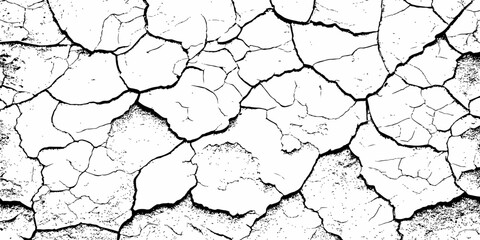 Black and white texture of cracked and abstract grunge texture effect old concrete faded wall dry surface patterns background.
