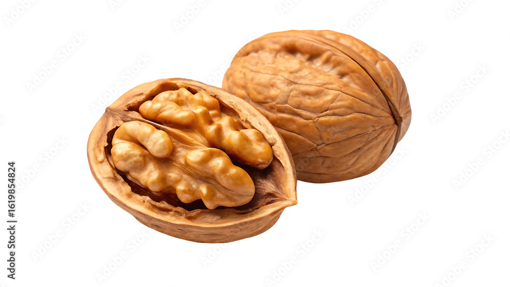 Poster walnut isolated png walnut kernel on transparent background perfect retouched peeled broken walnut n