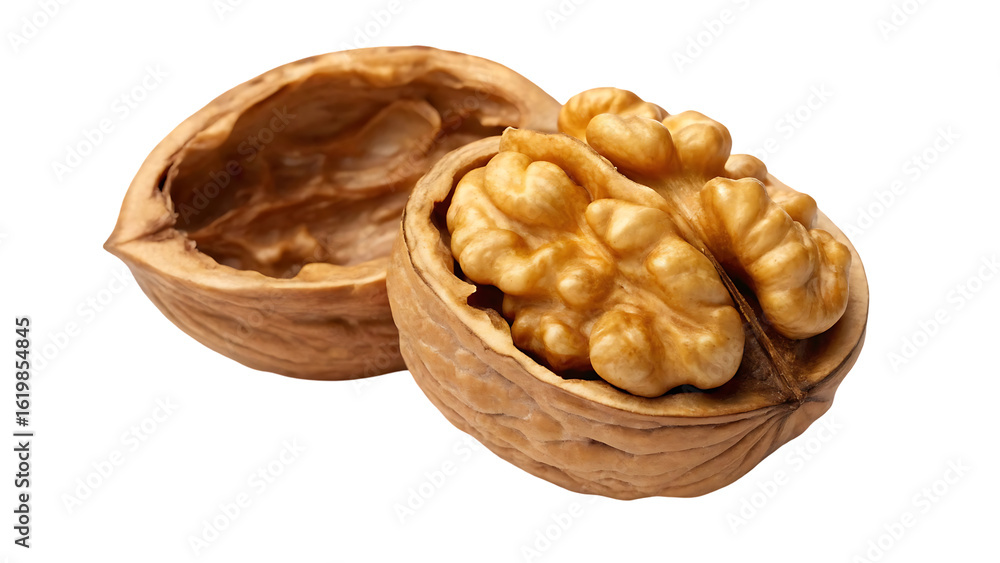 Poster walnut isolated png walnut kernel on transparent background perfect retouched peeled broken walnut n