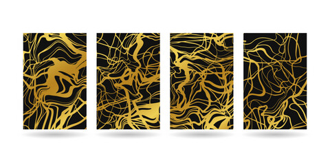 Golden and black abstract background set.