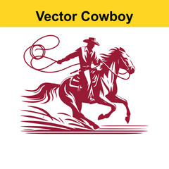 Fototapeta premium Vintage Western Cowboy Vector Illustration – Dynamic Rodeo Horse Design in Monochrome. 