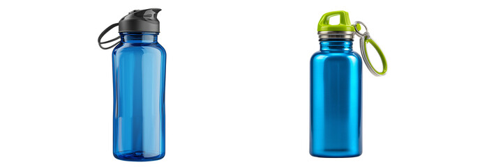 Set of children water bottle, isolated on transparent background.