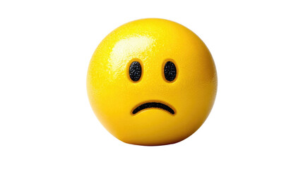 A lemon depicted with a sad face expression illustrating emotions and human-like features in a whimsical and creative representation of fruit and feelings.