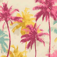 Vibrant palm trees in a vintage style.