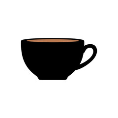 Black coffee cup filled with warm beverage