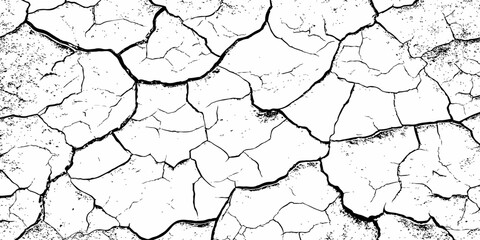Black and white texture of cracked and abstract grunge texture effect old concrete faded wall dry surface patterns background.
