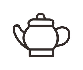 Simple black outline drawing of a tea kettle.