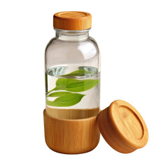 Stylish glass jar with a bamboo lid perfectly displayed, ideal for storage solutions and home decor, showcasing a blend of natural elements and modern design aesthetics.