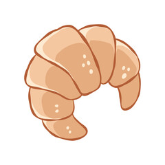 Cute Breakfast Croissant isolated Sticker. Hand drawn Baked Elements in soft Pastel colors. Cottagecore Aesthetic collection