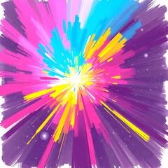 Celestial Finale: Burst of Pink/Blue/Yellow Cosmic Aura Fading into Starry Galaxy - Ultra-Detailed Particle Depth with Nebula Gradient