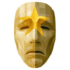 Eye-catching yellow mask set against a dark black background highlighting its unique design and color creating a bold statement for artistic and creative photography.