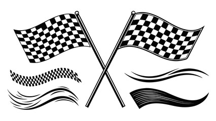 Racing flag vector illustration of a black and white background