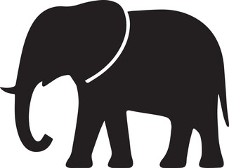 Black elephant silhouette with white outline animal