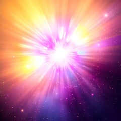 Celestial Finale: Burst of Pink/Blue/Yellow Cosmic Aura Fading into Starry Galaxy - Ultra-Detailed Particle Depth with Nebula Gradient