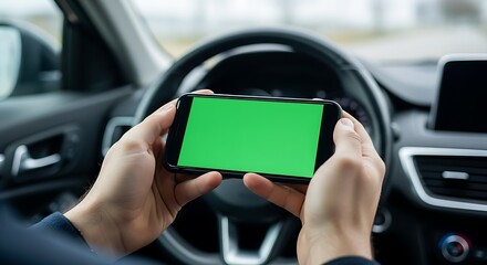 Treadmill console with a blank green screen for mockup in a modern fitness gym. Cardio workout equipment concept.