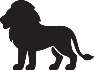 Black silhouette of a majestic lion standing animal