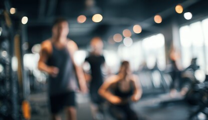 Blurred gym interior with people working out (2)