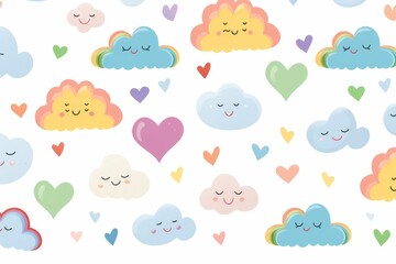 Pattern of clouds with stars children's style