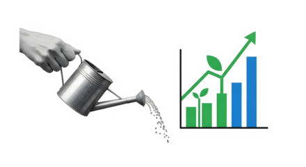 Nurturing Growth: Watering Can Symbolizing Investment and Financial Success in Business
