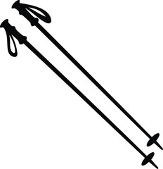 Ski poles doodle winter sport equipment