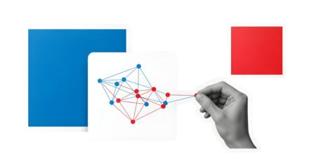 Connecting the Future: Hand Linking Data Network Nodes for AI and Business Technology.