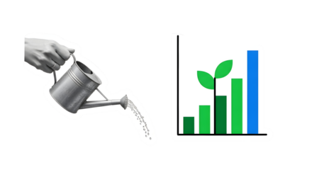 Nurturing Business Growth: Hand Watering a Rising Chart for Investment and Success