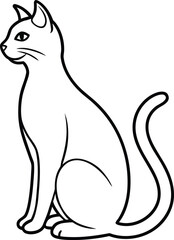 Naklejka premium Elegant cat sitting in profile isolated on white background, a simple drawing