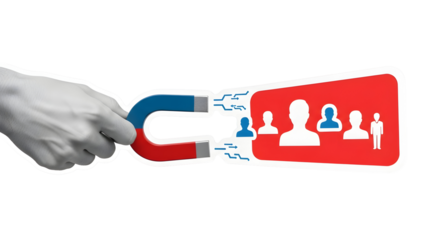 Attracting Customers with Magnetic Marketing: A visual concept of lead generation strategies.