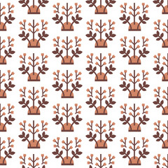 Mid-century modern floral seamless vector pattern in retro folk art style