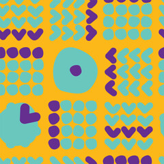 Mid-century modern floral seamless vector pattern in retro folk art style