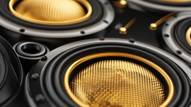 Close-up of golden speaker cones