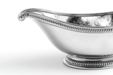 Elegant silver gravy boat, ornate details