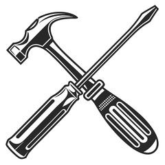 Hammer and Screwdriver: Tools of the Trade - DIY Repair and Construction Graphic
