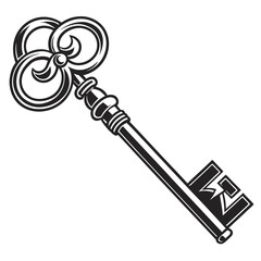 Antique Skeleton Key:  Vintage Key Illustration for Design Projects