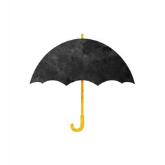 Black umbrella with yellow handle, painted effect