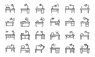 A comprehensive collection of outline icons representing modern business, technology, professional services, and workplace concepts.