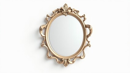 Ornate gold mirror with decorative frame.