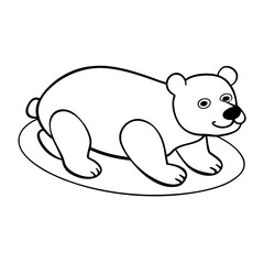 Obraz premium polar bear sliding on snow coloring page outline