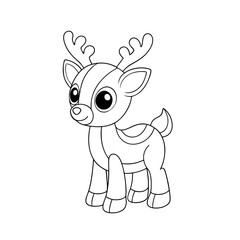 Fototapeta premium reindeer baby coloring page black outline